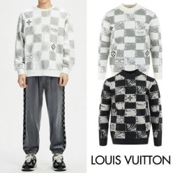 루* 다미에 자가드 모헤어 니트