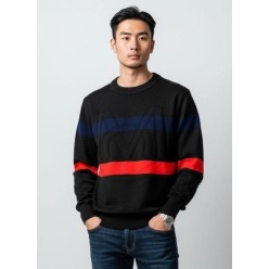 암로고 컬러 자카드 라운드 니트수입최고급(남녀공용)