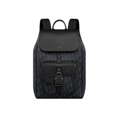 디* Saddle 플랩 백팩 블랙 D*or Oblique 자카드  블랙 그레인 송아지 가죽