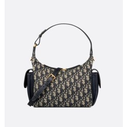 디* DDream 미디엄 백 블루 Di*r Oblique 자카드  스무스 송아지 가죽풀박스