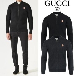 구* 골드스틸 레더 램스울 니트 집업