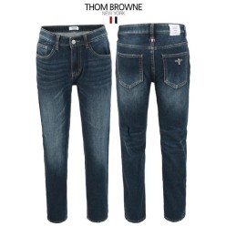 톰* 진청 히든밴딩 슬림일자팬츠