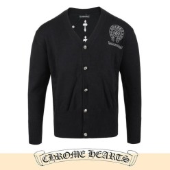 크* 실버 스티치 말굽 울 가디건