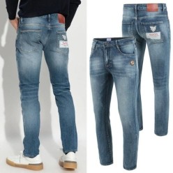 구* 캣 프린트 워싱 청바지