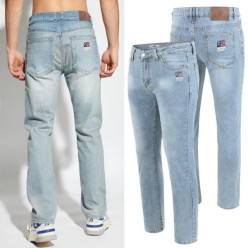 로** 컬러 아나그램자수 워싱 청바지