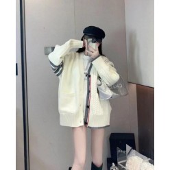 톰* 사선 완장 가디건(두툼)