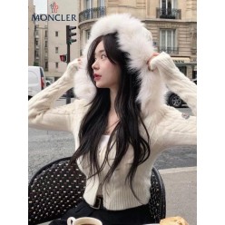 리얼 퍼 꽈배기 투웨이 후드 니트집업