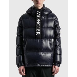 모리 로고 포포버 후드 다운 재킷