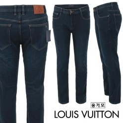 루* 장식 로고 진청 슬림 일자진 융 기모 원단