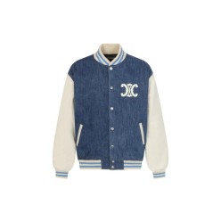 셀** B11 트리오페 워싱 데님 바시티 자켓