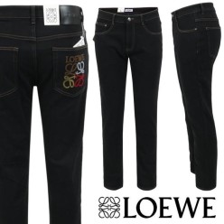 로** 컬러 아나그램 부클 블랙 슬림 일자진 기모 원단