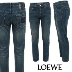 로** 아나그램 블루 자수 슬림 일자진