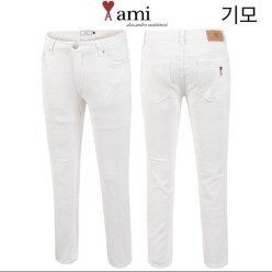 아* 안기모 화이트 슬림 일자 베이직 팬츠