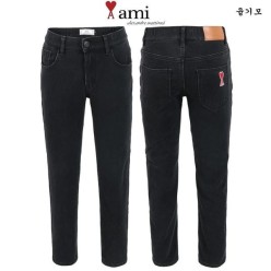 아* 융기모 올블랙 히든밴딩 슬림팬츠