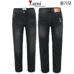 아* 융기모 블랙 히든밴딩 슬림팬츠