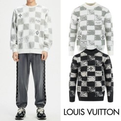 루* 다미에 자가드 모헤어 니트