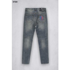 엠브로이드 모티프 포켓 로고 슬림핏 데님 팬츠