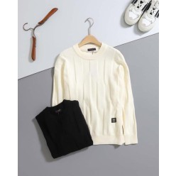 루* 엠보 패턴 라운드 니트