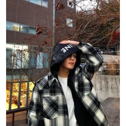 셀** 울 모직 체크 패딩 셔츠자켓