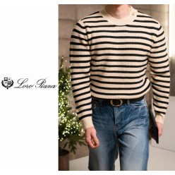 로* 피아나 최고급 스트라이프 견장니트