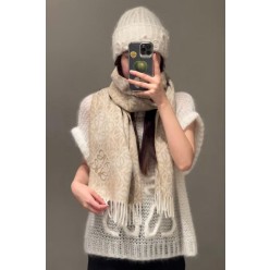 로** 밀크티 색상 체스보드 스카프