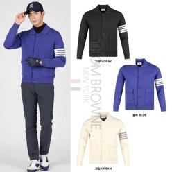 톰* 라인 슬리브 카라 방풍 니트 가디건