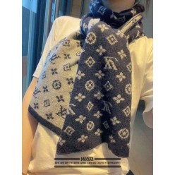 루* 모노그램 하프패턴 네이비 머플러