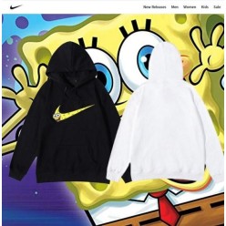 나** 스폰지밥 옐로우로고후드티