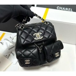 샤* 백팩 그레인드 샤이니 카프스킨  골드 메탈 블랙