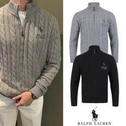 폴* 빅포니 레터링 꽈배기 울 니트집업