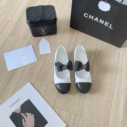 샤* cc 리본 메리제인 플랫슈즈 화이트블랙
