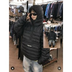 슈** 마이크로 다운 하프집 후드 풀오버