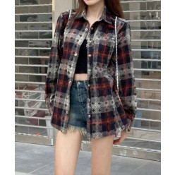 크* 십자가 패치 버튼 자가드 체크셔츠수입최고급(남녀공용)