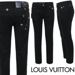 루* 네온 멀티자수 블랙 슬림 일자진 피치 기모 원단