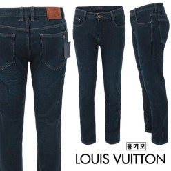 루* 장식 로고 진청 슬림 일자진 융 기모 원단