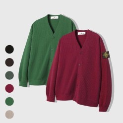 스* 와펜 골지V넥가디건