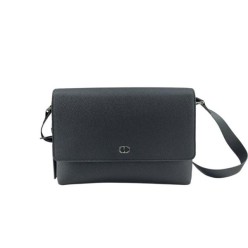 디* CD Icon 플랩 스트랩백 블랙 매트 그레인 송아지 가죽 풀박스