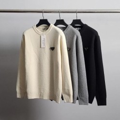 프** 로고와펜 램스울 사선 니트