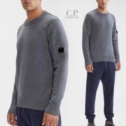 C* 컴퍼니 라운드 니트 스웨터 렌즈와펜 램스울 스트라이프