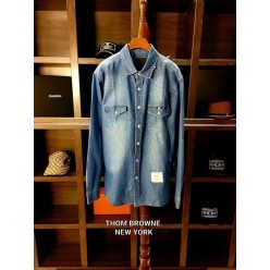 톰* 클래식 whale 라인 시그니쳐 투포켓 워싱 연청데님셔츠