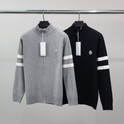 빽삼선 완장 니트 집업