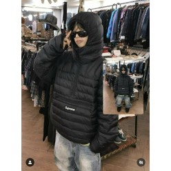 슈** 마이크로 다운 하프집 후드 풀오버