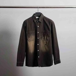 셀** 로고자수 워싱 오버 데님 셔츠