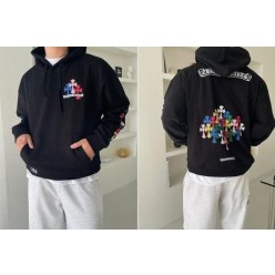 크* 멀티 컬러 크로스 후드티