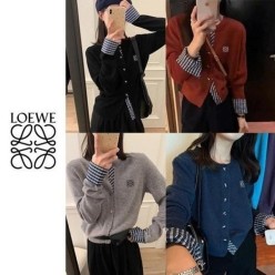 로** 자수 체크 레이어드 가디건