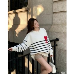아* 자가드 빅하트 스트라이프 울스웨터 니트수입최고급(남녀공용)