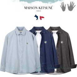 메* 키츠네 오버핏 데님 셔츠