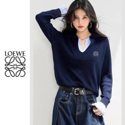 로** 카라 셔츠 배색니트