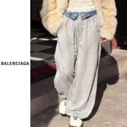 발**** 데님 배색밴딩바지