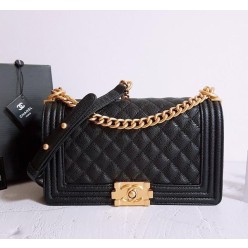 샤* 고급 리뉴얼 캐비어 보이백 금장